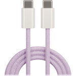 Maxlife kabel MXUC-06 USB-C - USB-C 1,0 m 20W fioletowy nylonowy