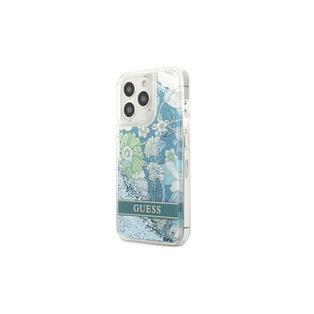 Guess nakładka do iPhone 13 / 13 Pro 6,1" GUHCP13LLFLSN zielone hard case Flower Liquid Glitter