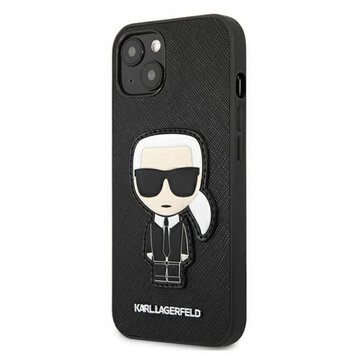 Karl Lagerfeld nakładka do iPhone 13 Mini 5,4" KLHCP13SOKPK hardcase czarna Saffiano Ikonik Karl`s Patch