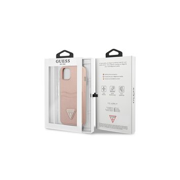 Guess nakładka dla IPhone 13 Mini 5,4" GUHCP13SPSATPP hard case różowa Saffiano Double Card Triangle