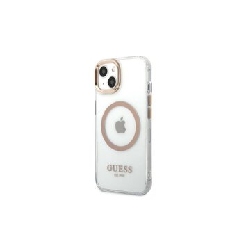 Guess nakładka do iPhone 13 Pro Max 6,7" GUHMP13XHTRMD złota HC Magsafe Metal Outline  Gold