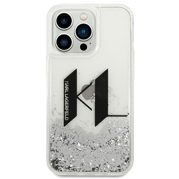 Karl Lagerfeld nakładka do iPhone 14 Pro Max 6,7" KLHCP14XLBKLCS srebrna Liquid Glitter case Big KL Logo