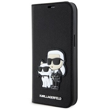 Karl Lagerfeld nakładka do iPhone 14 6,1" KLBKP14SSANKCPK czarna BT Saffiano Patch Karl&Choupette NFT
