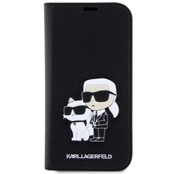 Karl Lagerfeld nakładka do iPhone 14 6,1" KLBKP14SSANKCPK czarna BT Saffiano Patch Karl&Choupette NFT