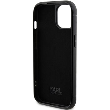 Karl Lagerfeld nakładka do iPhone 15 6,1" KLHCP15SHDSPLK czarna hardcase Rhinestone Logo Metal Plate