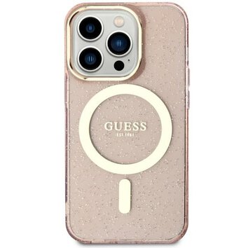 Guess nakladka do iPhone 11 / Xr 6.1" GUHMN61HCMCGP różowa hardcase Glitter Gold MagSafe