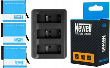 Ładowarka 3-kanałowa + 3x bateria Newell AHDBT-501 do GoPro Hero 5 6 7 Black