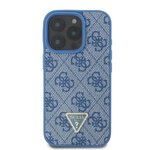 GUESS futerał do IPHONE 16 Pro GUHCP16LP4TDPB (PU Leather 4G Triangle Strass) niebieski