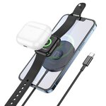 HOCO ładowarka indukcyjna 3w1 Typ C kompatybilna z MagSafe 15W CW41 czarna