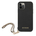 Guess nakładka do iPhone 11 GUHCN61SASGBK czarne hard case Saffiano Chain