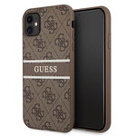 Guess nakładka do iPhone 11 GUHCN614GDBR brązowe hard case 4G Stripe