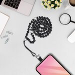 Zawieszka CRYSTAL DIAMOND do telefonu / długość sznura 74cm (37cm w pętli) / na szyję - czarny