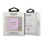 Guess etui do Airpods / Airpods 2 GUA2LSC4EU fioletowe Logo 4G Charm
