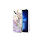 Guess nakładka do iPhone 13 Mini GUHCP13SLFLSU fioletowe hard case Glitter Flower