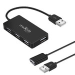 Maxlife Home Office USB 2.0 hub USB - 4x USB 0,15 m czarny + kabel 1,5 m