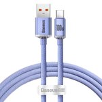 Baseus kabel Crystal Shine USB - USB-C 1,2 m 100W fioletowy