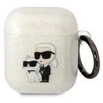 Karl Lagerfeld etui do Airpods 1 / 2 KLA2HNKCTGT transparentne Gliter Karl&Choupette