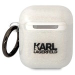 Karl Lagerfeld etui do Airpods 1 / 2 KLA2HNKCTGT transparentne Gliter Karl&Choupette