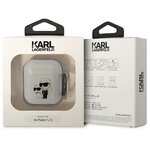 Karl Lagerfeld etui do Airpods 1 / 2 KLA2HNKCTGT transparentne Gliter Karl&Choupette