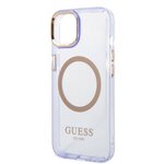 Guess nakładka do iPhone 14 6,1" GUHMP14SHTCMU purpurowa hardcase Gold Outline Translucent MagSafe