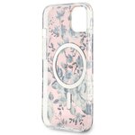 Guess nakładka do iPhone 14 6,1" GUHMP14SHCFWSP różowa hardcase Magsafe IML Flower