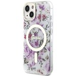 Guess nakładka do iPhone 14 6,1" GUHMP14SHCFWST transparentna hardcase Magsafe IML Flower