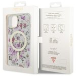 Guess nakładka do iPhone 14 6,1" GUHMP14SHCFWST transparentna hardcase Magsafe IML Flower