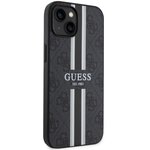 Guess nakładka do iPhone 14 6,1" GUHMP14SP4RPSK czarna harcase Magsafe 4G Printed Stripes