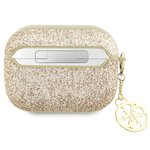 Guess etui do AirPods Pro 2 GUAP2GLGSHD złote PU Glitter Flake 4G