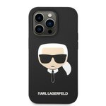 Karl Lagerfeld nakładka do iPhone 14 Pro 6,1" KLHMP14LSLKHBK czarna hardcase Silicone Karl`s Head Magsafe