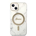 Guess zestaw nakładka + ładowarka do iPhone 14 Plus 6,7" GUBPP14MHMEACSH biały hard case Marble MagSafe