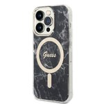 Guess zestaw nakładka + ładowarka do iPhone 14 Pro Max 6,7" GUBPP14XHMEACSK czarny hard case Marble MagSafe