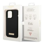 Guess nakładka do iPhone 14 Pro 6,1" GUHMP14LSBPLK czarna hard case Liquid Silicone Logo Plate MagSafe