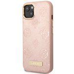 Guess nakładka do iPhone 14 6,1" GUHMP14SSAPSTP różowa hard case 4G Peony Logo Plate MagSafe