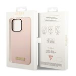 Guess nakładka do iPhone 14 Pro Max 6,7" GUHMP14XSBPLP różowa hard case Liquid Silicone Logo Plate MagSafe
