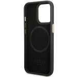 Guess nakładka do iPhone 14 Pro 6,1" GUHMP14LSAPSTK czarna hard case Peony Logo Plate MagSafe