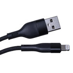 Maxlife kabel MXUC-07 USB - Lightning 1,0 m 2,4A czarny nylonowy