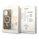 Guess zestaw nakładka + ładowarka do iPhone 13 Pro 6,1" GUBPP13LH4EACSW brązowy hard case 4G Print MagSafe