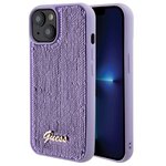Guess nakładka do iPhone 15 6,1" GUHCP15SPSFDGSU fioletowa HC Sequin Script Metal
