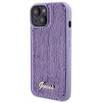 Guess nakładka do iPhone 15 6,1" GUHCP15SPSFDGSU fioletowa HC Sequin Script Metal