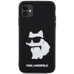 Karl Lagerfeld nakładka do iPhone 11 / XR KLHCN613DRKHNK czarna hardcase Rubber Choupette 3D
