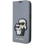 Karl Lagerfeld etui do iPhone 14 Pro 6,1" KLBKP14LSANKCPG srebrne Saffiano Karl & Choupette