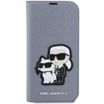 Karl Lagerfeld etui do iPhone 14 Pro Max 6,7" KLBKP14XSANKCPG srebrne Saffiano Karl & Choupette