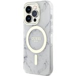 Guess nakładka do iPhone 14 Pro 6,1" GUHMP14LPCUMAH biała hard case Marble MagSafe