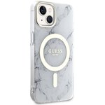 Guess nakładka do iPhone 14 6,1" GUHMP14SPCUMAH biała hard case Marble MagSafe