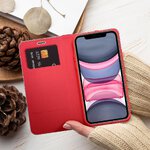Kabura LUNA Book Carbon do IPHONE 11 czerwony