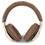 Guess słuchawki nauszne Bluetooth GUBH604GEMW brązowe 4G PU Leather With Script Metal Logo