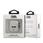 Karl Lagerfeld etui do Airpods 1/2 KLA2UKHGS cover srebrna  Glitter Karl`s Head