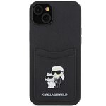 Karl Lagerfeld nakładka do iPhone 15 6,1" KLHCP15SSAPKCNPK czarna hardcase Saffiano Cardslot Karl&Choupette Metal Pin