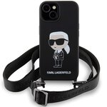 Karl Lagerfeld nakładka do iPhone 15 6,1" KLHCP15SSCBSKNK hardcase czarna Crossbody Silicone Ikonik